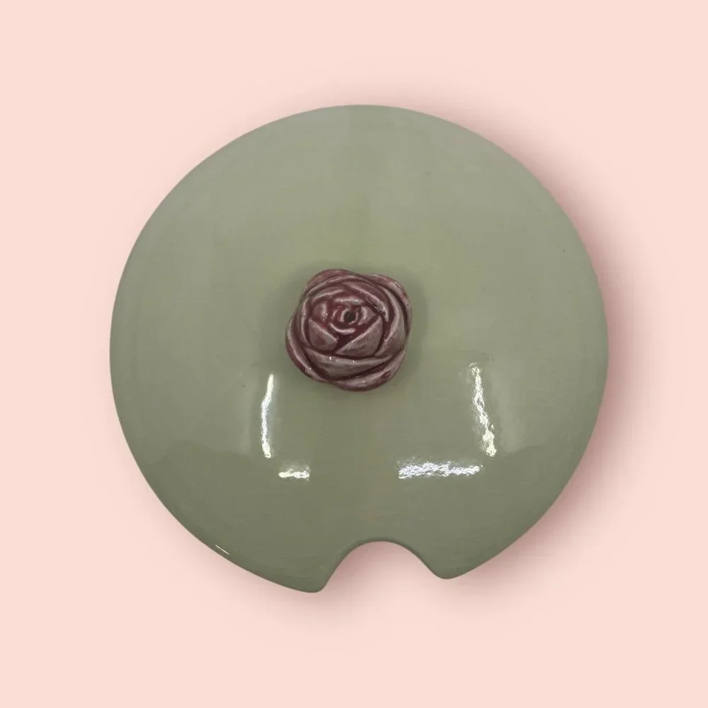 Vintage California Pottery Soup Tureen with a Lid & Ladle Pale Green Crazing USA